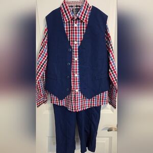 Nautica Navy Vest with Red and Blue Checkered Shirt And Pants